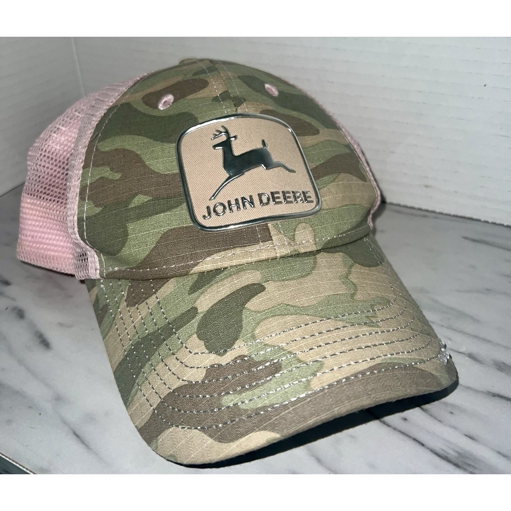 John Deere Tractor Girl Camouflage Pink Adjustable Mesh Back Baseball‎ Hat Cap